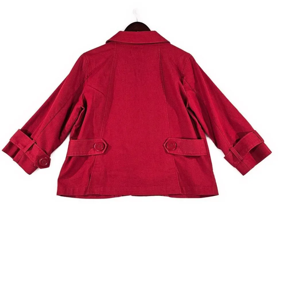 Christopher and Banks Womens Lightweight Jacket Coat‎ Collared Stretch Red Large